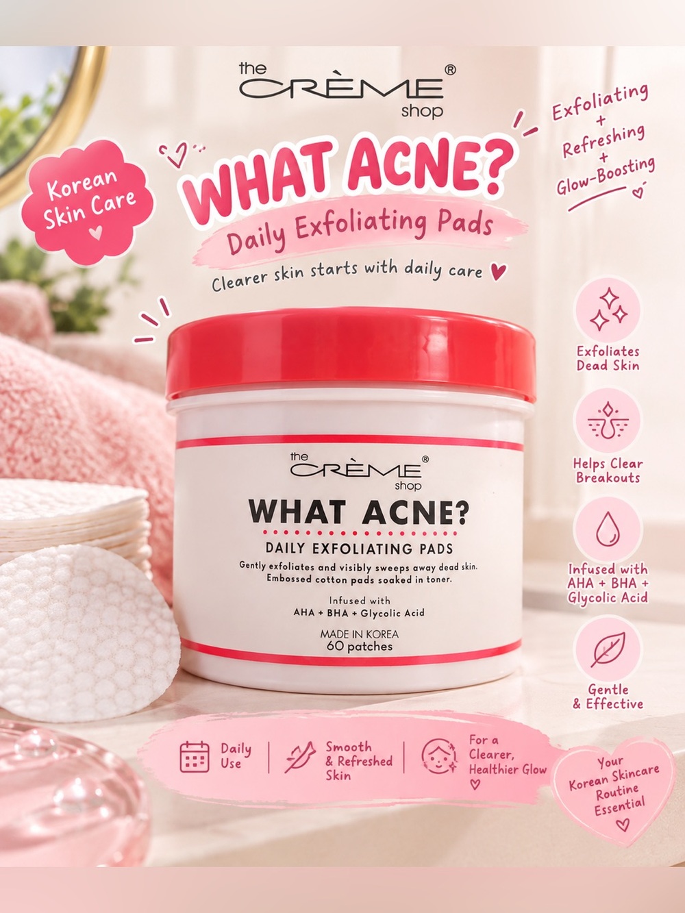 The Crème Shop What Acne Daily Exfoliating Toner Pads